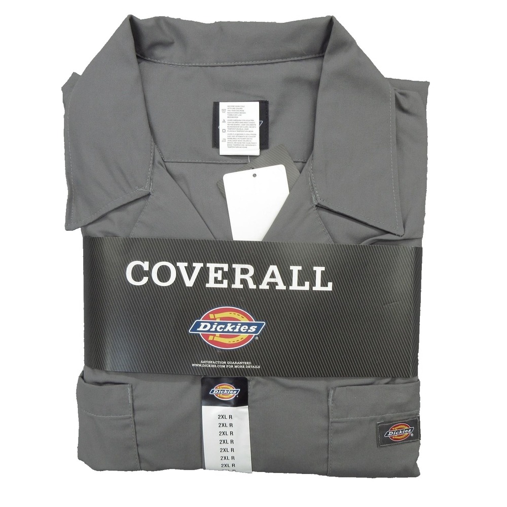 Dickies Coverall Mens 2XL R Gray Short Sleeve Workwear Uniform Stain Release New